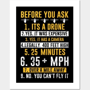 Drone Pilot Funny Quotes Before You Ask Posters and Art